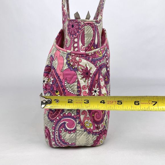 Vera Bradley Abby Multicolor Pink Paisley Meets Plaid Tote Bag Purse Satchel - Picture 10 of 13